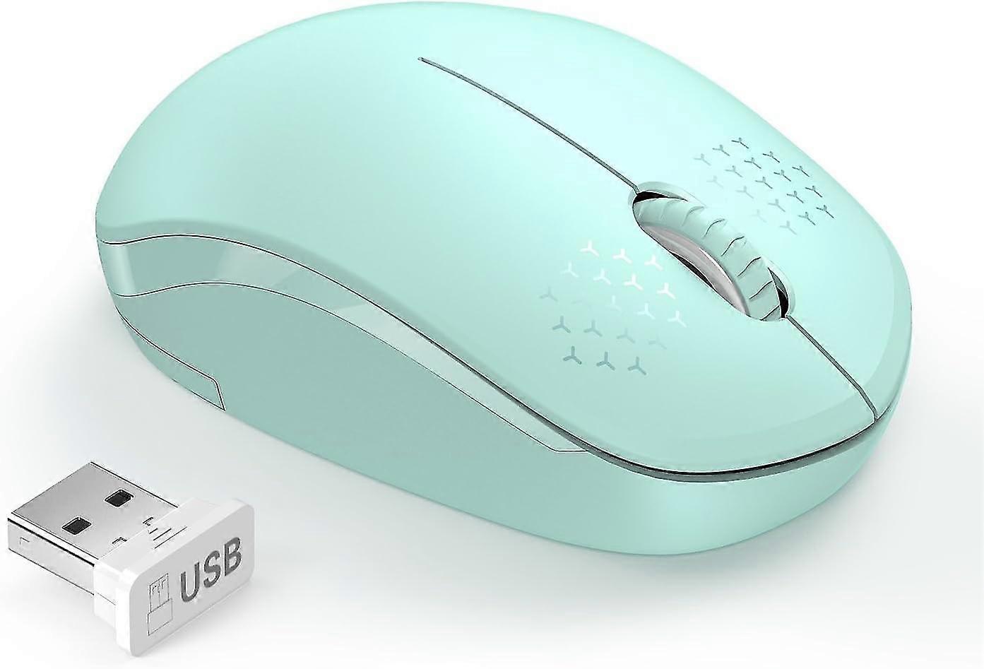 Wireless Mouse, 2.4G Silent Mouse with USB Receiver - Laptop Mouse for PC, Tablet, Notebook with Windows System - Mint Green