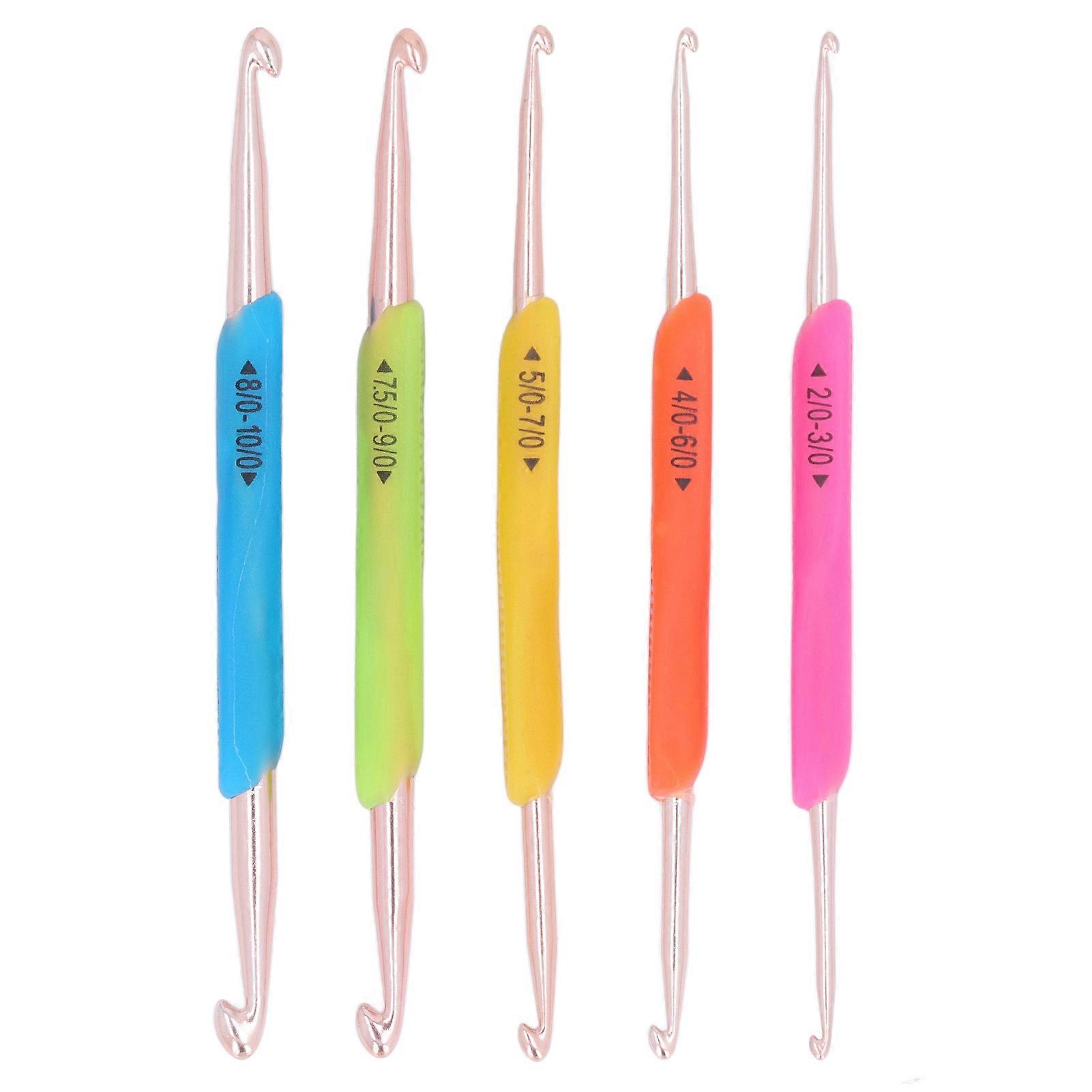 5 Pcs Crochet Hooks Double Ended Ergonomic Design Colorful Crochet Hook Needles Knitting Needles for Home