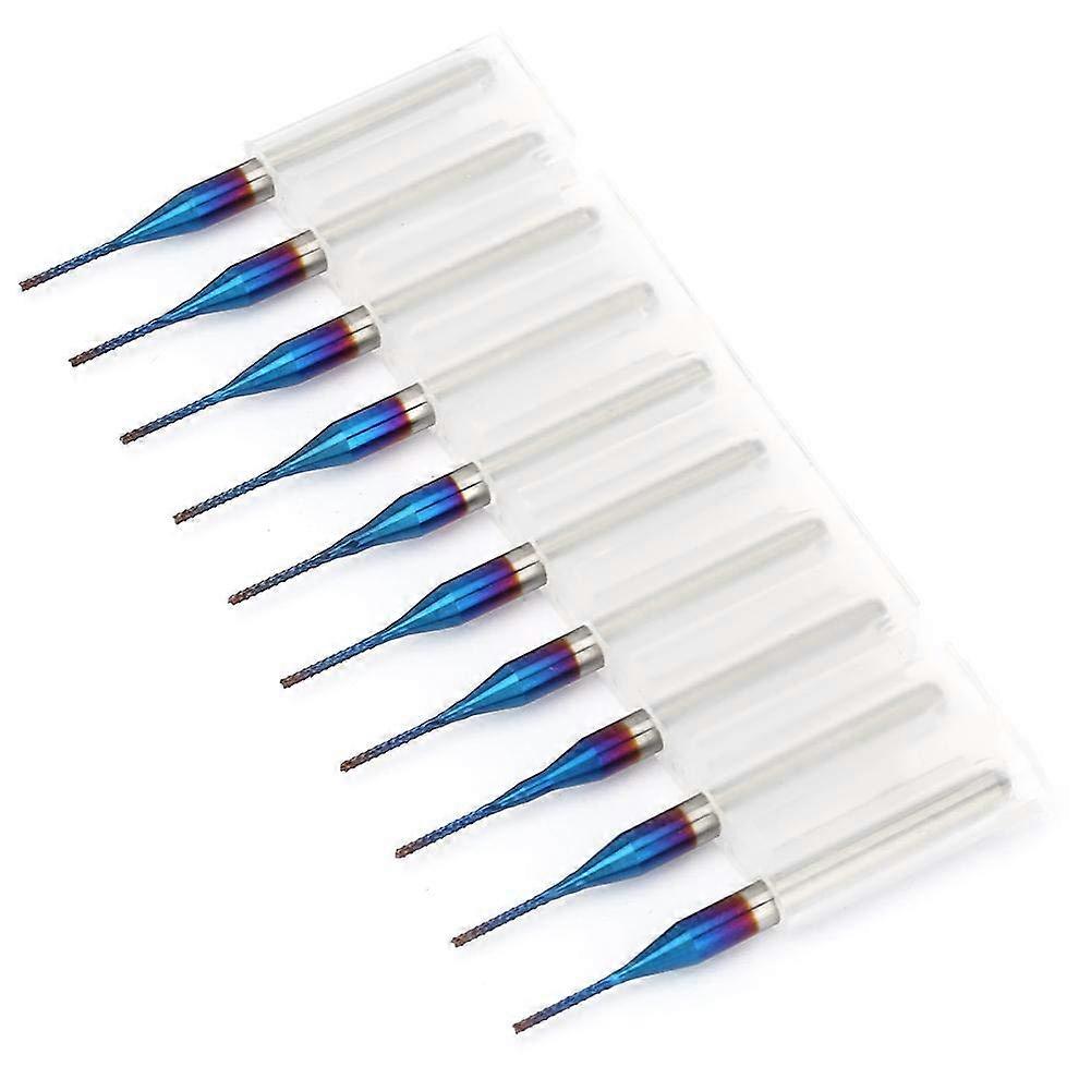 10pcs C?ne Fraise en Carbure de Tungstne Bleu Enduit Fraises en Bout pour Machine de Gravure Carte de Circuit Imprim SCM (0.8mm)