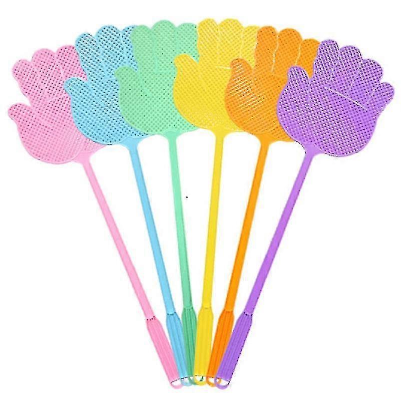 Fly Swatter With Long Handle, Manual Mosquito Scraper, Funny Hand Shaped Fly Swatters, Colorful, Pack Of 6