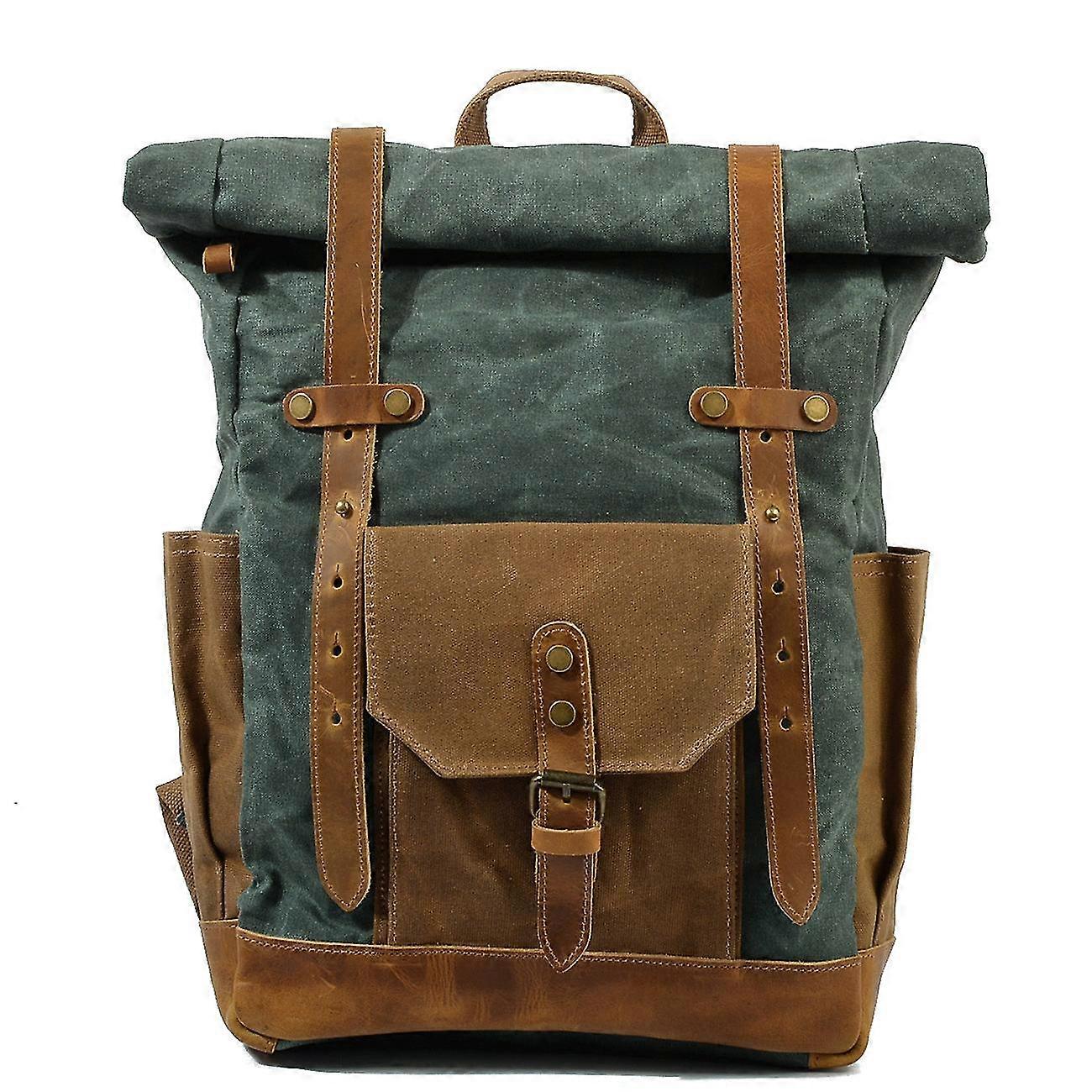 Vintage Canvas Backpack For Men Women – Water Resistant, Laptop Sleeve, Hydration Pockets – Travel, Hiking, School