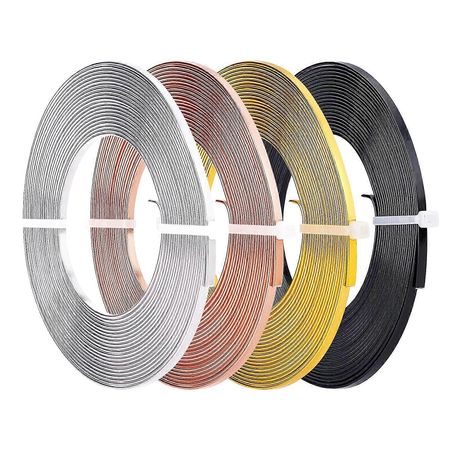 65FT 4-Colors Aluminum Flat Wire Silver Gold Bendable Craft Wire