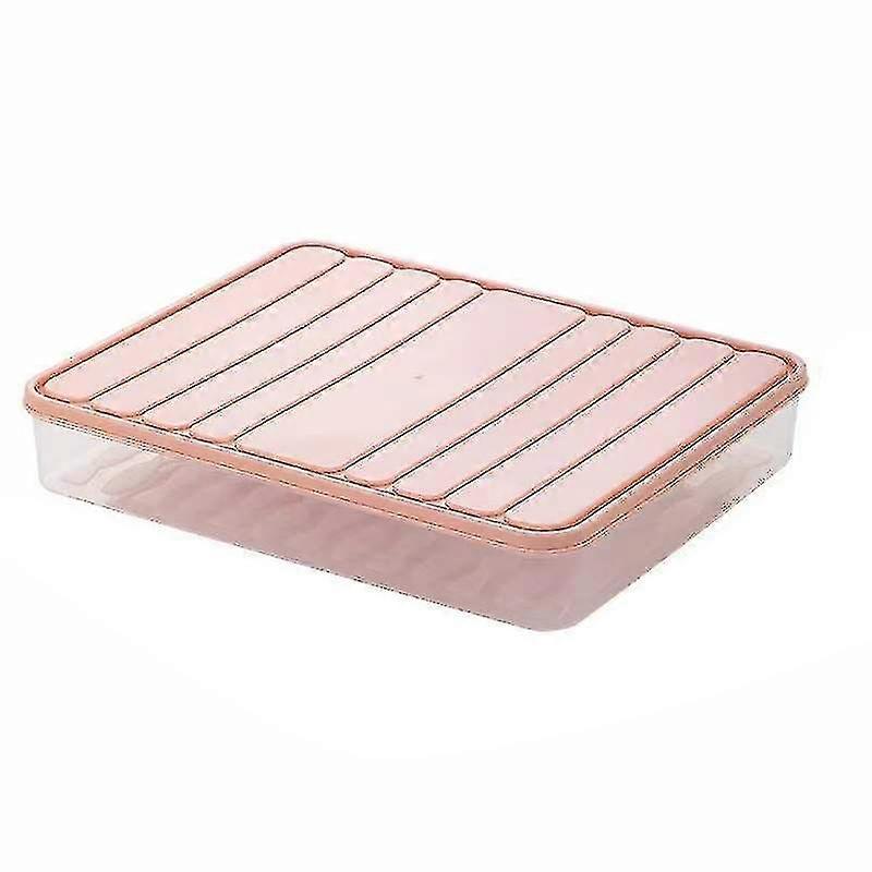 Freezer Food Container Bins With Lid Stackable Rectangular Non-stick Dumplings Kitchen Pantrypink1pcs