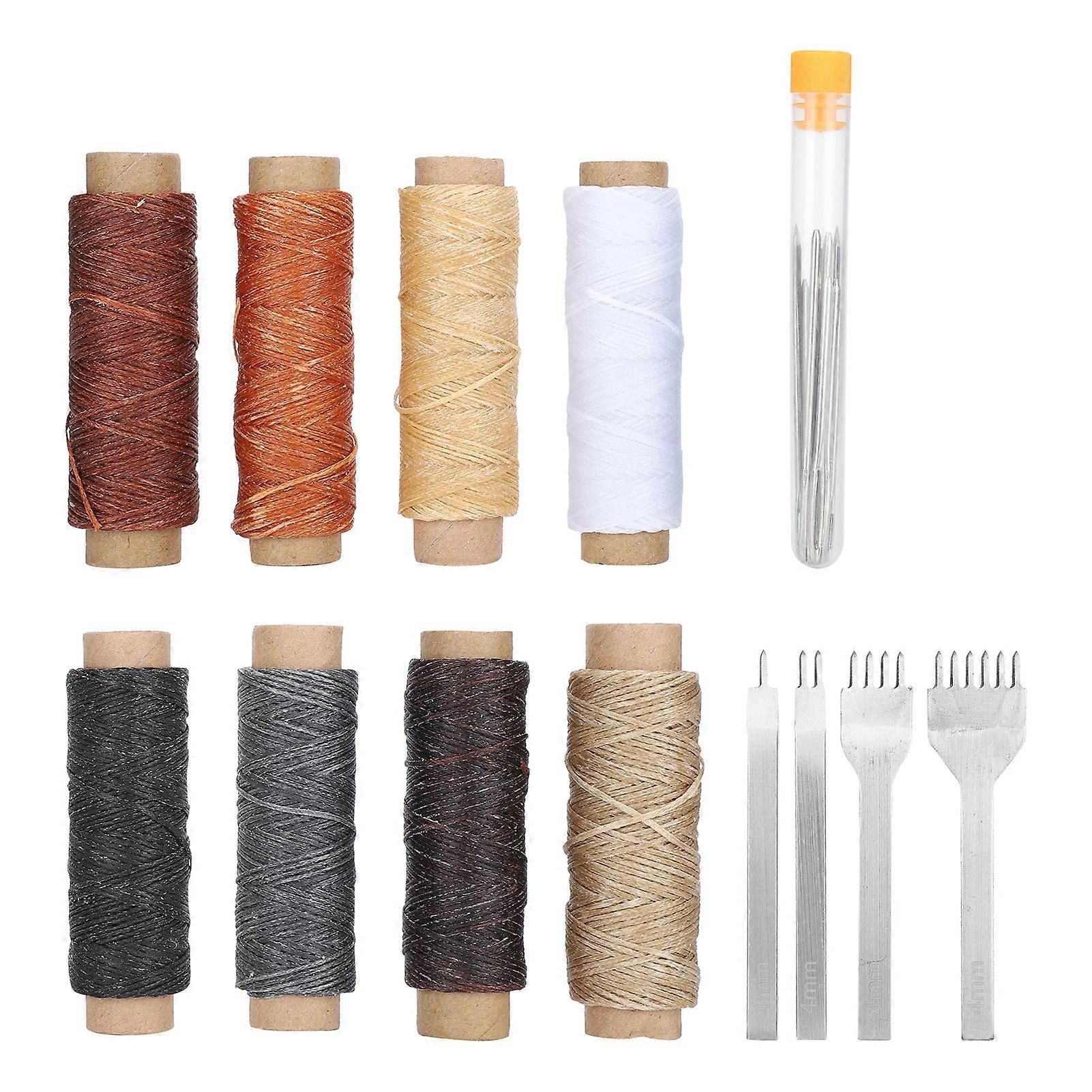 24Pcs Leather Sewing Kit Needles Thread Prong Chisel Repair Tools DIY HandMade Craft Set