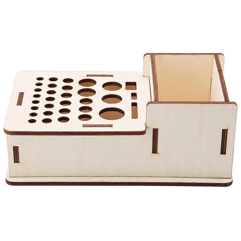 حامل أدوات حرفية متعدد الفتحات مصنوع من الخشب والجلد من خشب الزيزفون