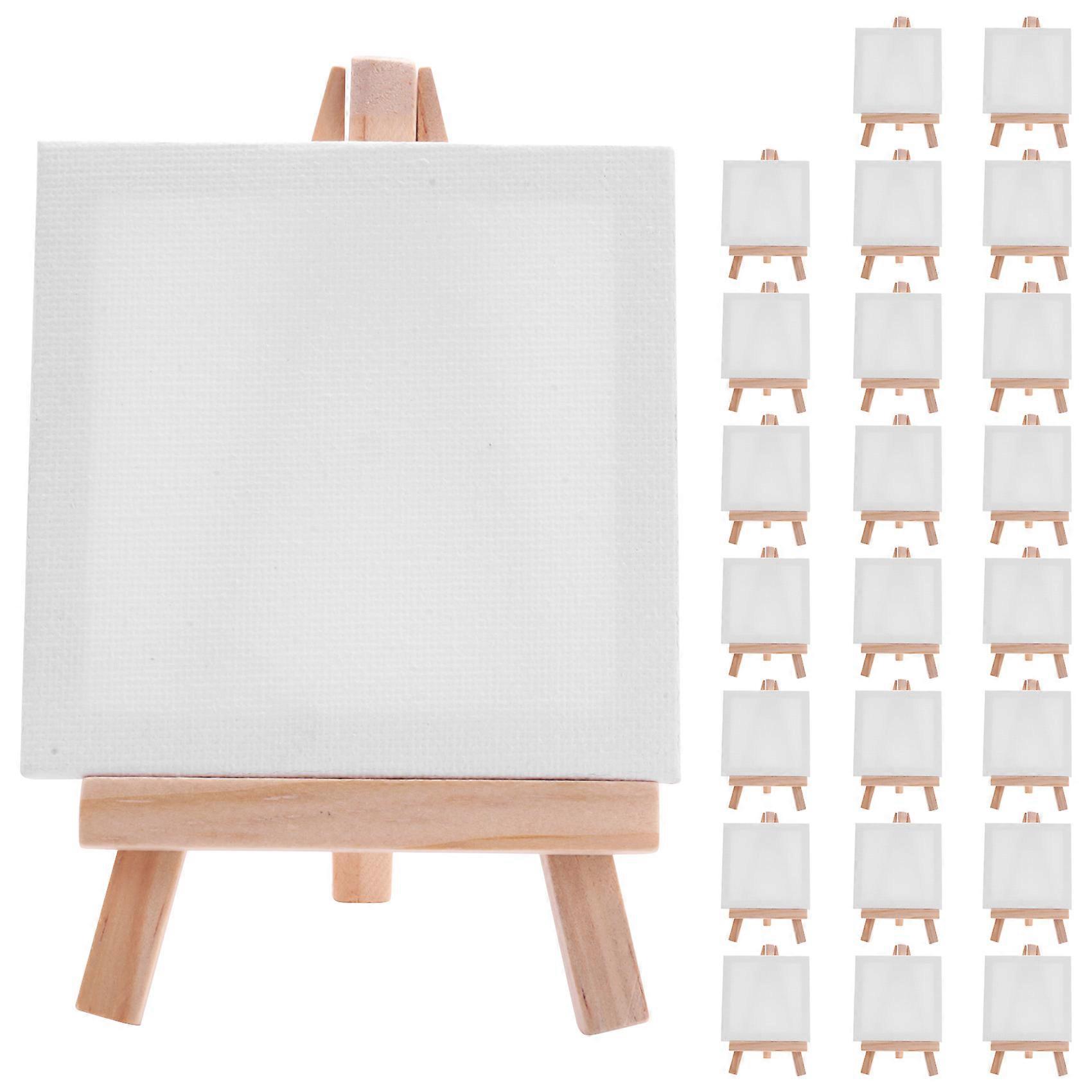 24Set Artists 5 Inch Mini Easel +3 Inch X3 Inch Mini Canvas Set Painting Craft DIY Drawing Small Ta