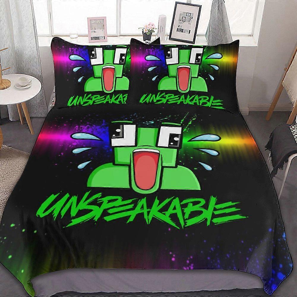 d111 Anime Unspeakable Conjunto de Cama, Conjunto de Cama Ultra Macio Meninas Roupa de Cama Meninas Conjunto de Capa de Edredão para Crianças Meninos Adolescentes Decoração de Quarto com 1 Capa de Edredom + 2 U