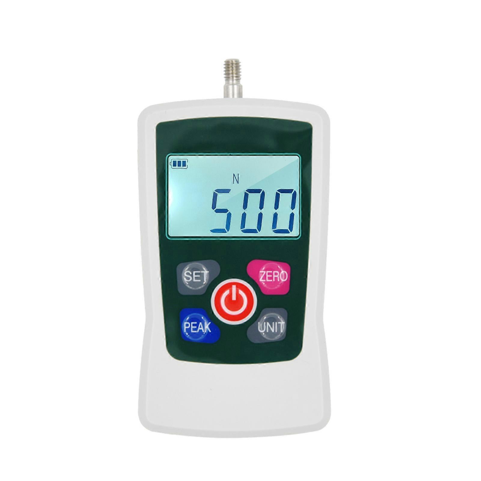 Jauge de force numérique 500N / 50 kg / 110 lb / 1760 oz Unité portable de mesure de force push-pull Mini dynamomètre rétroéclairé commutable avec 6 têtes de luminaire, Ca de stockage