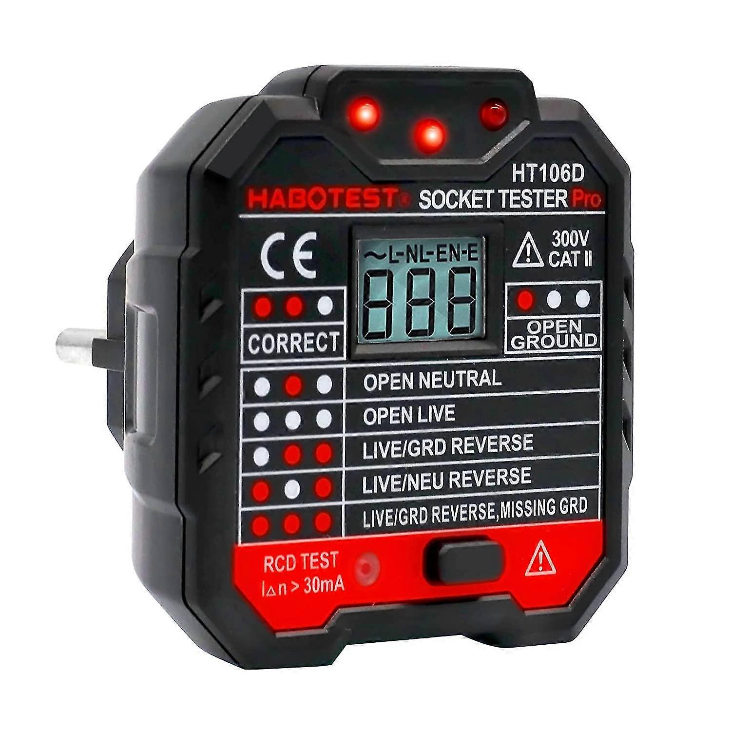 48v-250v Socket Tester, Electrical Socket Tester With Backlit Lcd Display, Automatic Circuit Polarity Voltage Detector For Household And Commercial Wi