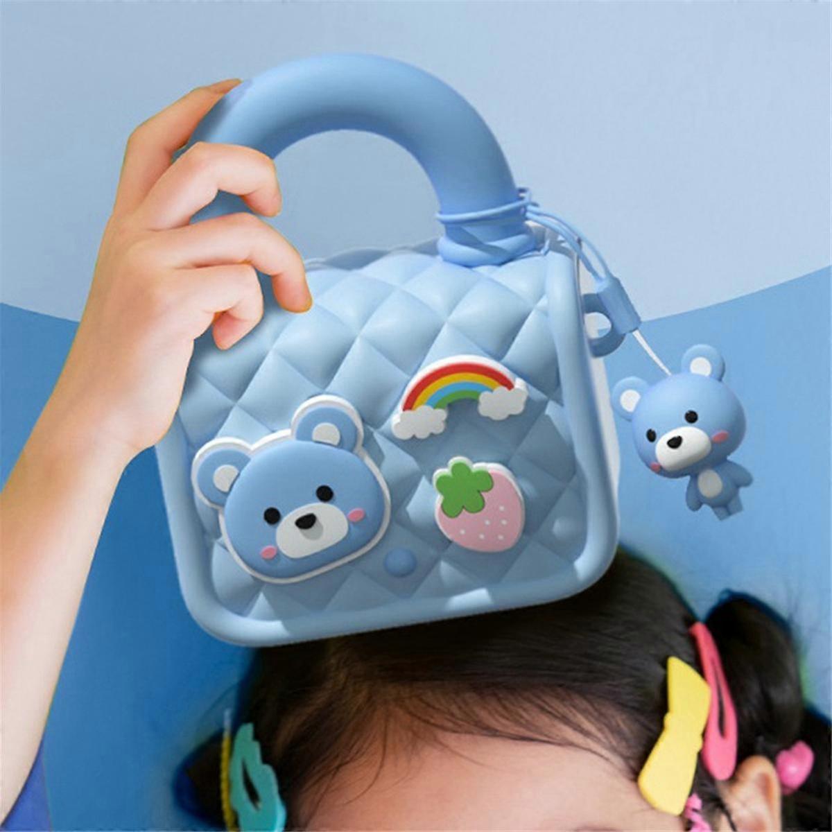 बहुआयामी बच्चों के कैमरा बैग पोर्टेबल प्यारा हाथ में सिक्का पर्स कैमरा सहायक उपकरण, ब्लू