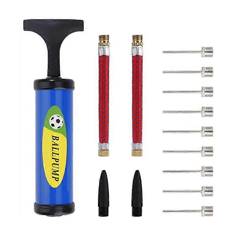 1 Piece Set Inflator Portable Mini Manual Inflator Ball Basketball Soccer Inflator with 14 Items,2024 Ping
