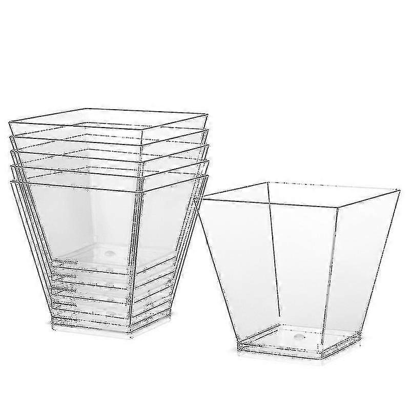 20pcs 200ml Plastic Square Dessert Cups Square Clear Plastic Cups Square Small Appetizer Cups