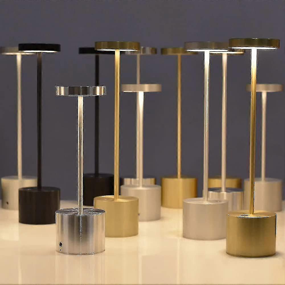 Led Cordless Table Lamp Small Rechargeable Metal Desk Lamp,gold
