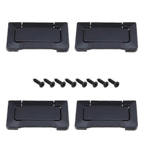 Drawer Pull Handles Flush Ring Pulls Hidden Knob Cabinet Decoration (black)(4pcs