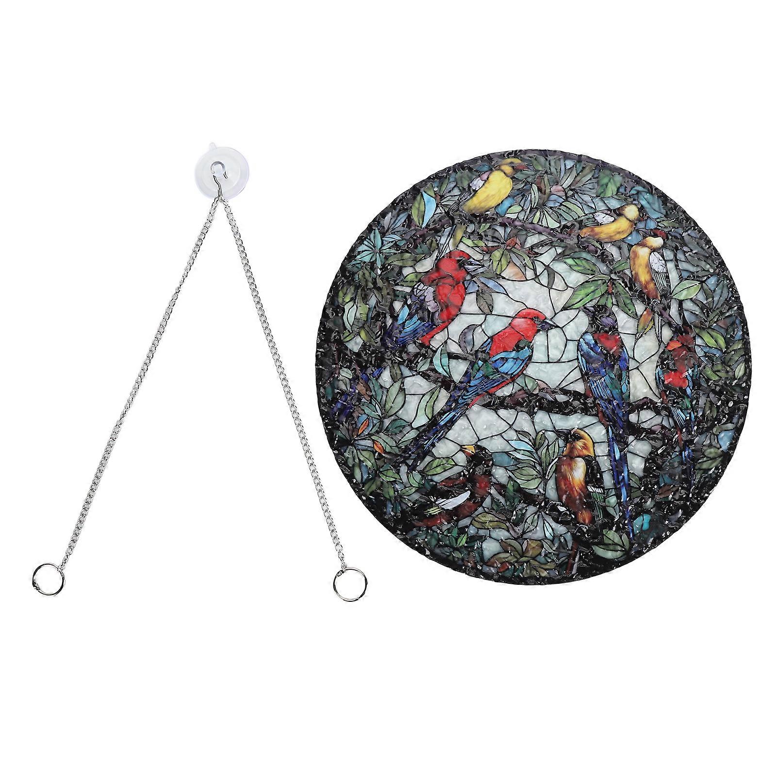 Colorful Bird Window Hanging Exquisite Fadeless Acrylic Window Hanging Ornament with Metal Hanging Chain Hook for Door Garden TYU533: Large Size