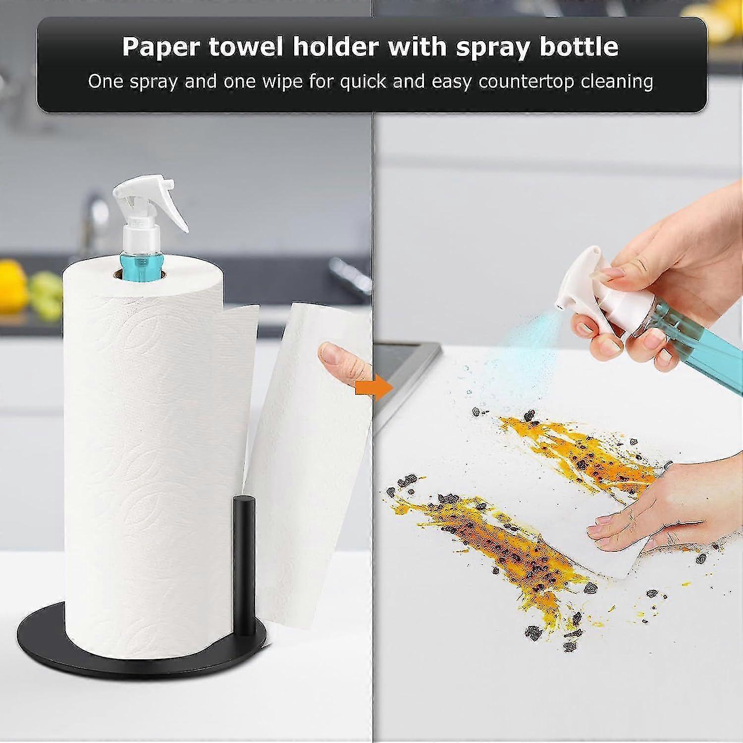 Paper Towel Holder With Spray Bottle, Countertop Paper Towels Holders ...