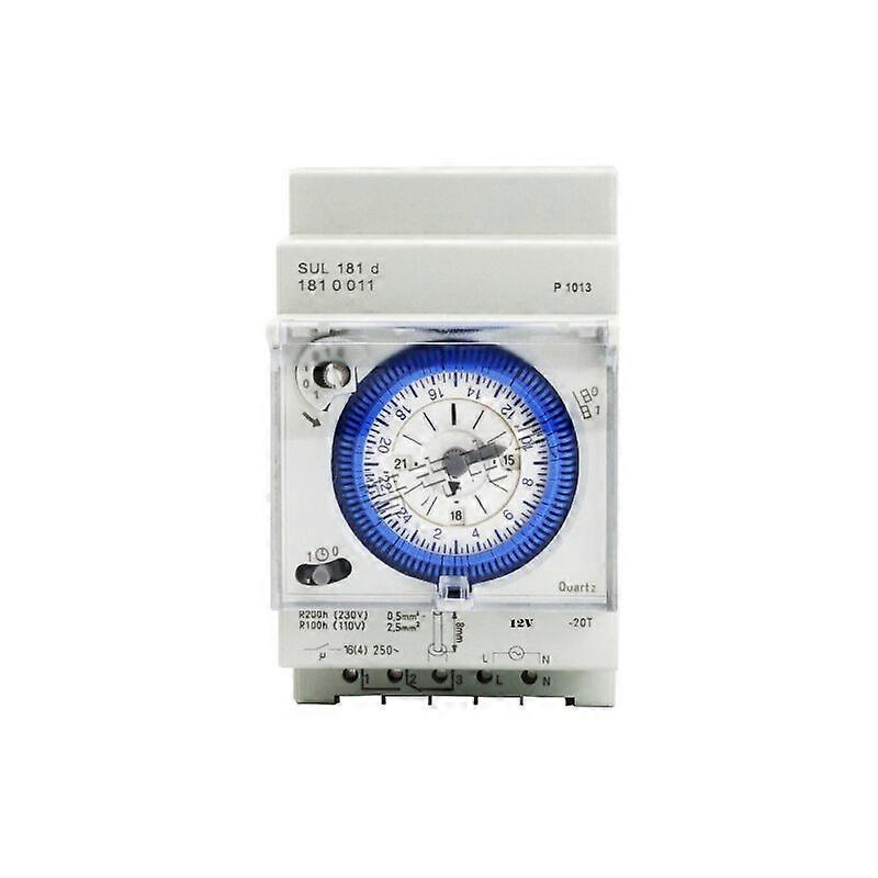 Analog timer with synchronous motor and daily program, timer, 12VAC/DC, 55*93*66mm