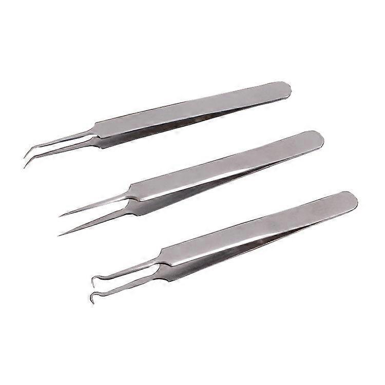 3 Pieces Blackhead Tweezer Stainless Steel Pimple Tweezers Extractor Tool for Remove Blackhead Zit Whitehead Pimple Bend Curved Tweezer Skin Blackhead