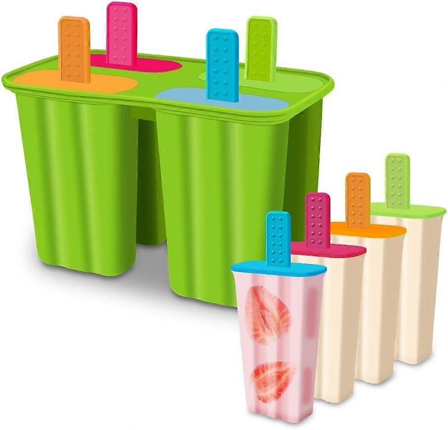Silicone Popsicle Molds BPA Free - Set of 4 - Food Grade Ice Cream Molds Popsicle Shape (Green)