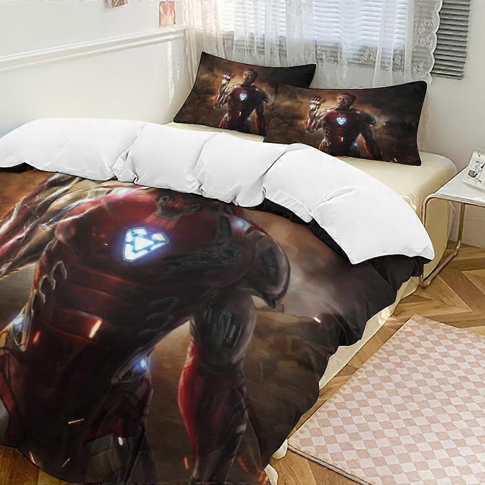 Bedding set HF213 Iron Man Bedding Comforter Sets, 3-Piece Bedding Set Soft Warm Bed Set with 1 Duvet Cover And 2 Pillowcases for Bedroom All Season L