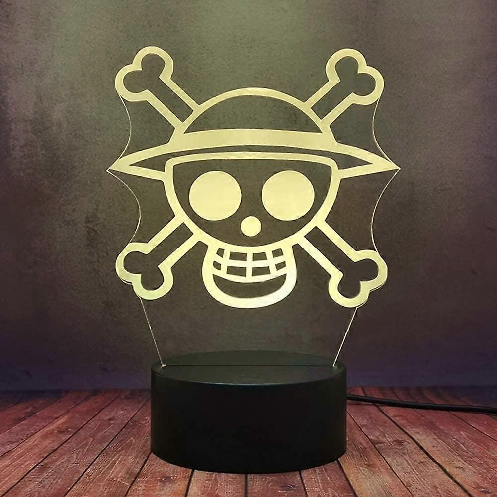 One Piece Luffy 3D Illusion Night Light Lamp Smart Touch, RGB Effect USB Cable Powered Creative 3D Japanese Anime Lamp