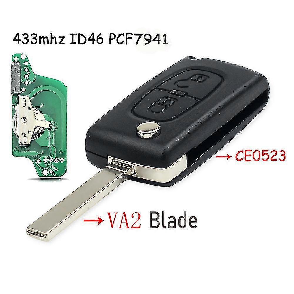 2/3 Buttons Filp Car Remote Key 433mhz For Citroen C1 C2 C3 C4 C5 Berlingo Picasso For Peugeot Id46 Ce0536 Va2/hu83