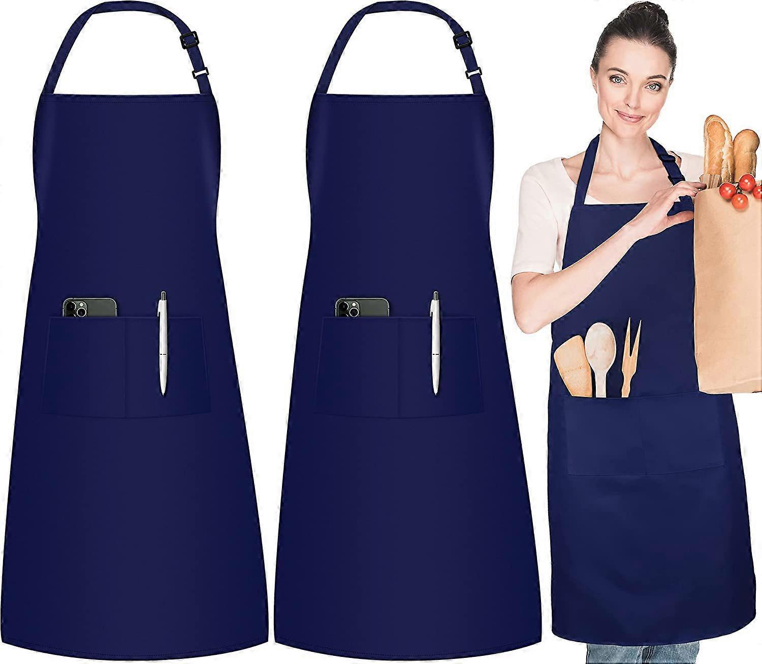 3 Pack Adjustable Bib Aprons, Waterdrop Resistant Apron With 2 Pockets Cooking