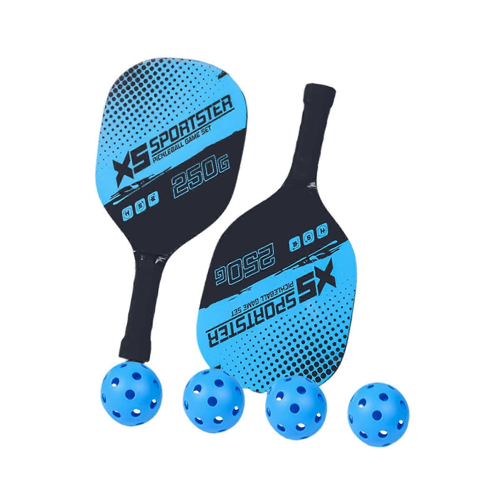2Pcs κουπιά pickleball φορητές 4 μπάλες Pickleball για την υπαίθρια μπλε κατάρτιση γυμναστηρίων