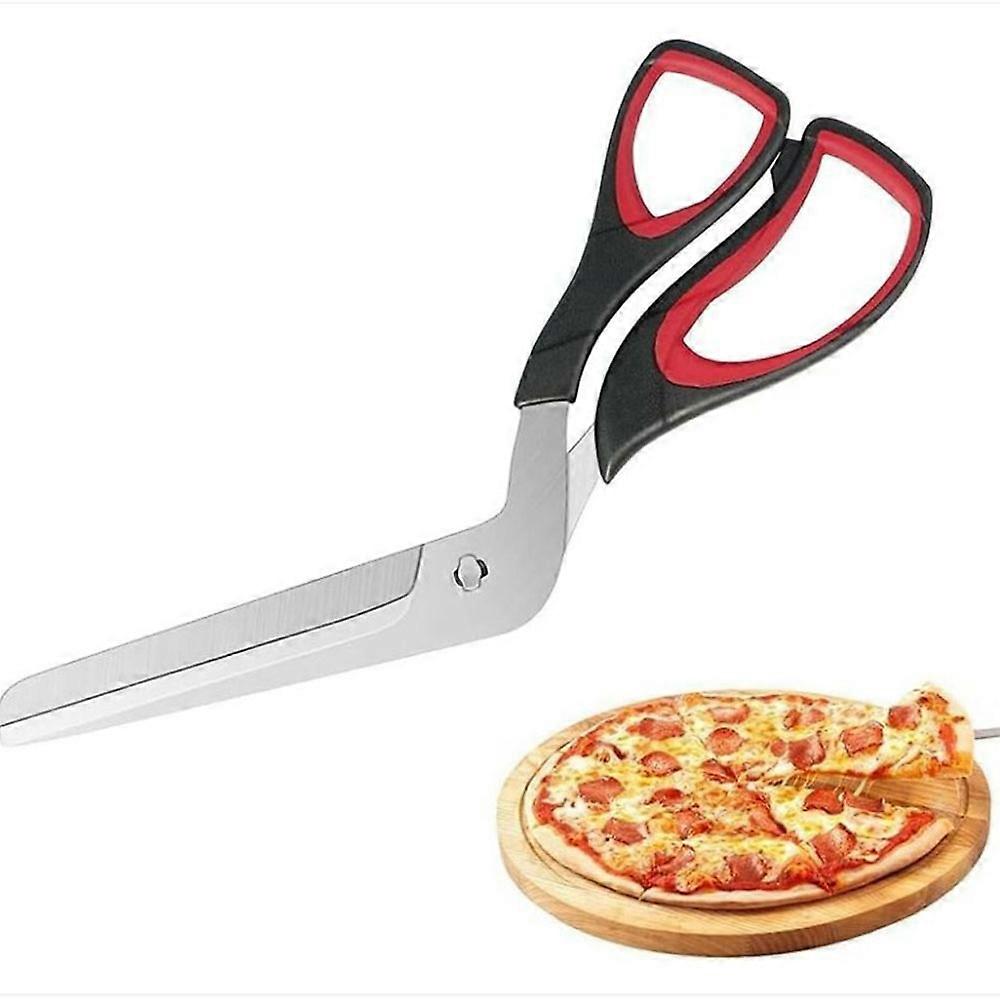 Pizza Scissors, Multifunctional Kitchen Scissors, Stainless Steel, 27 CM, Black Red