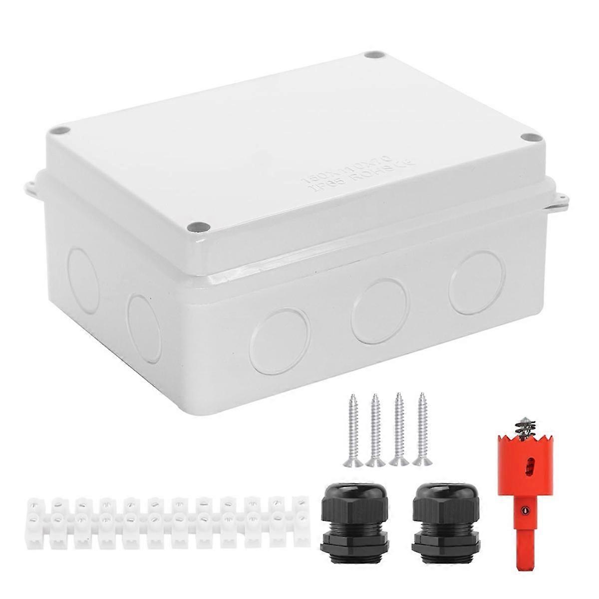 Electrical Box, Outdoor Waterproof Box IP65 Junction Box with Reserved Holes,Project Box Power Cord Enclosure White