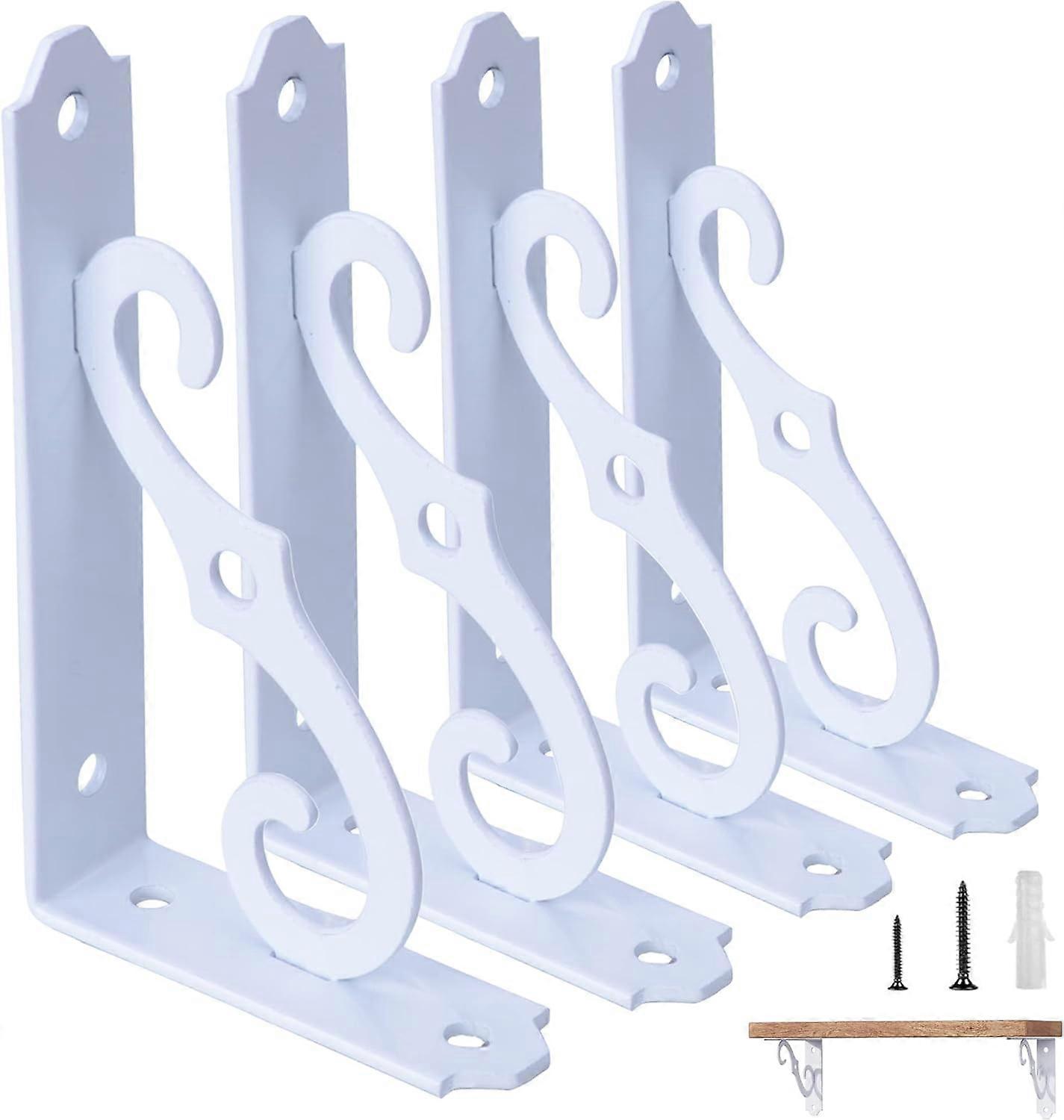 nice Decorative Shelf Bracket, 8 Inch (Approx. 20 cm) Wall Mounted Floating Shelf Bracket for DIY Open Shelf, 4-Piece L-Shaped Heavy Duty Rustic Iron