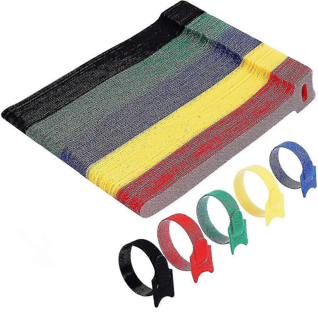 100 Pcs Cable Ties, 15cm Reusable Nylon Cable Ties, Adjustable Hook And Loop Cable Straps, Cable Storage Organizer 5 Colors PXCL