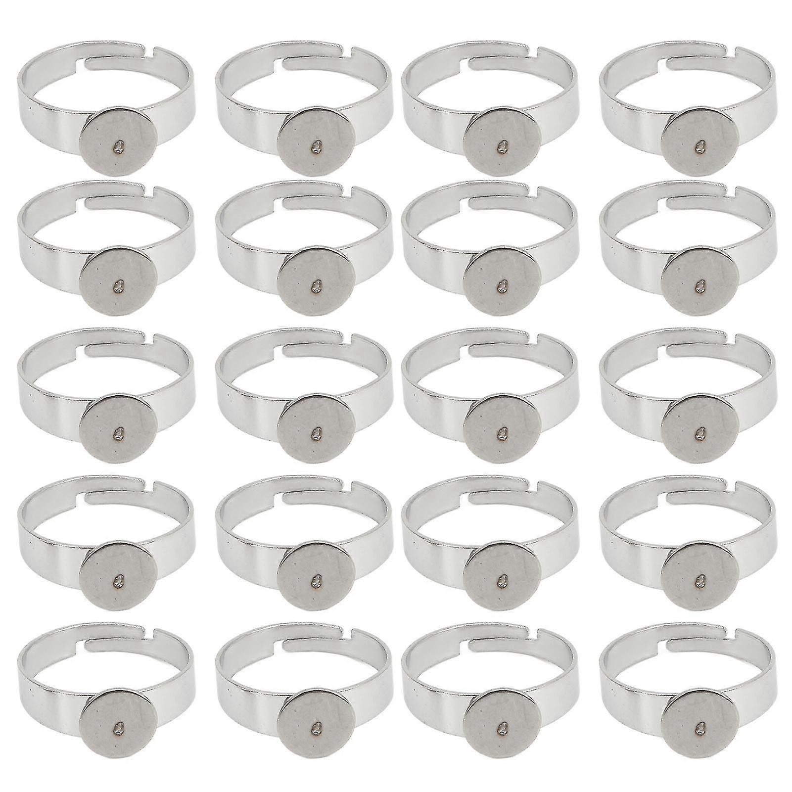 Adjustable Stainless Steel Flat Ring Base for DIY Rings - 20PCS