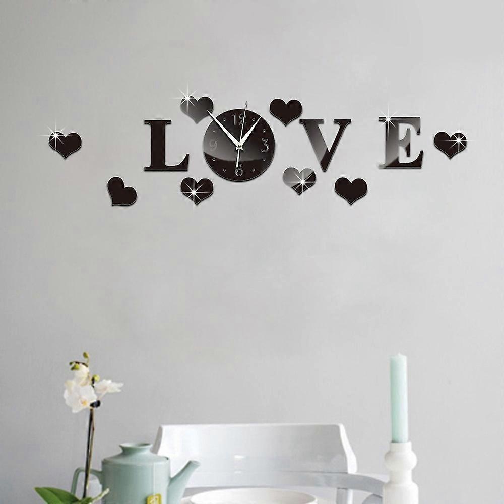 Creative LOVE Clock Acrylic Mirror DIY Wall Sticker