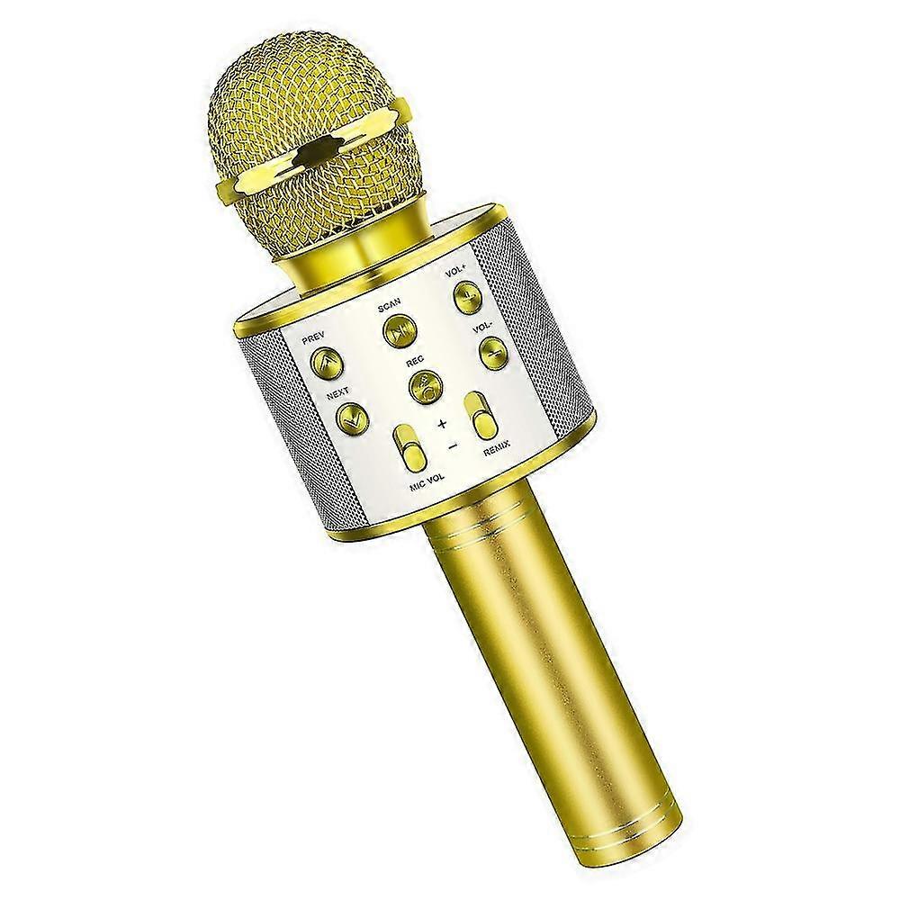 Wireless Portable Handheld Bluetooth Karaoke Microphone,gold