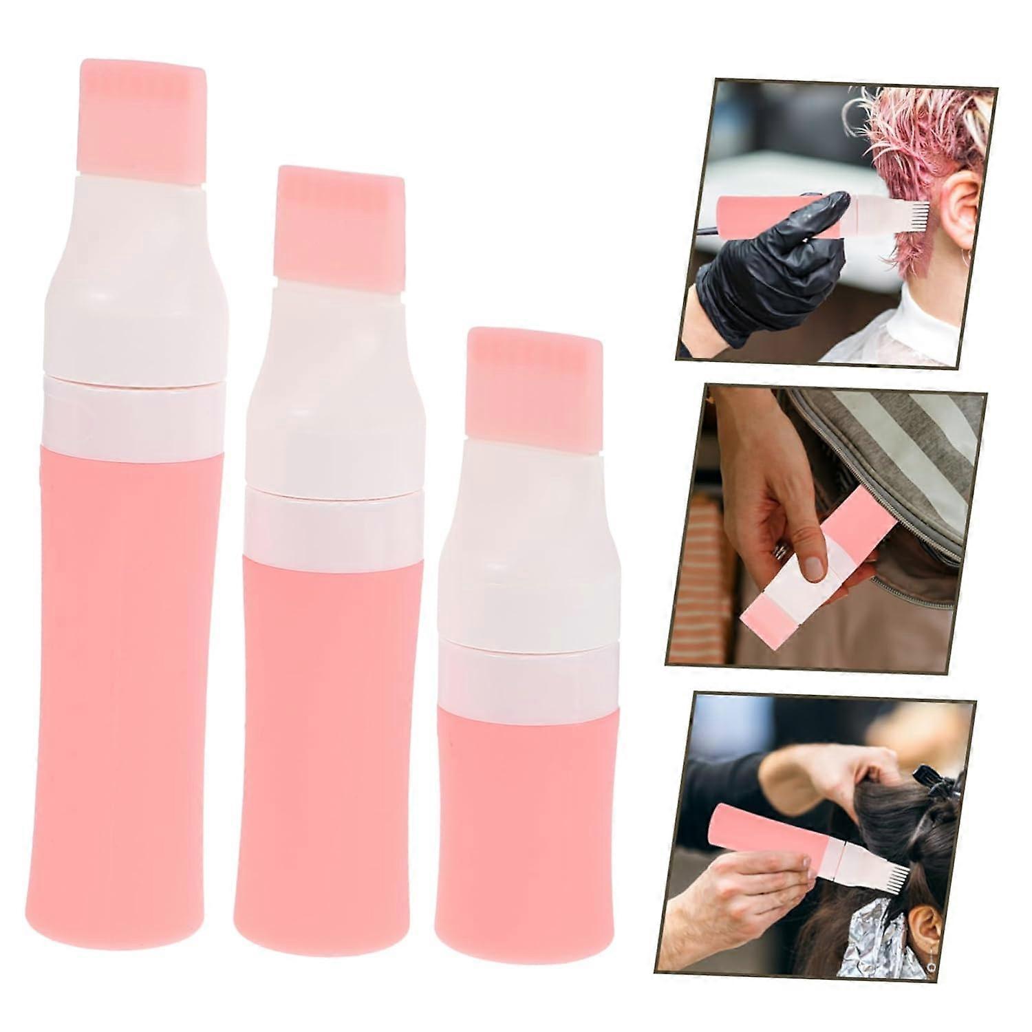 Hair Oiling Applicator Bottle, 3Pcs Soft Silicone Root Comb Applicator Bottle for Hair Dye, Scalp Oil Applicator Bottle and Brush