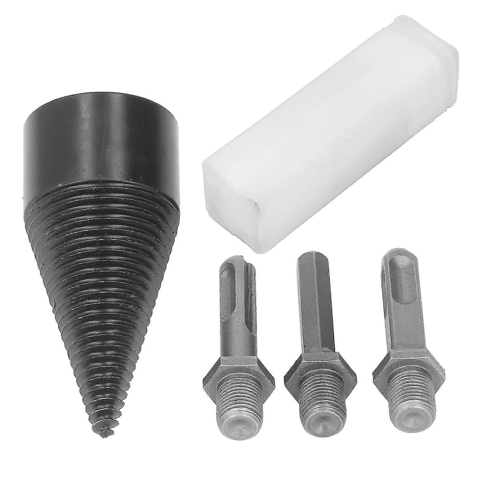 Firewood Splitting Drill Bit Carbon Steel Cone Log Splitter Tool with Removable Shank 42mm