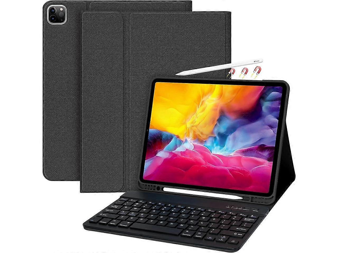 Wireless Keyboard Case for iPad Pro 12.9 inch 2022 2021 2020 2018 6th / 5th / 4th / 3th Generation, Slim Protective Cover with Detachable Keyboard, Pe