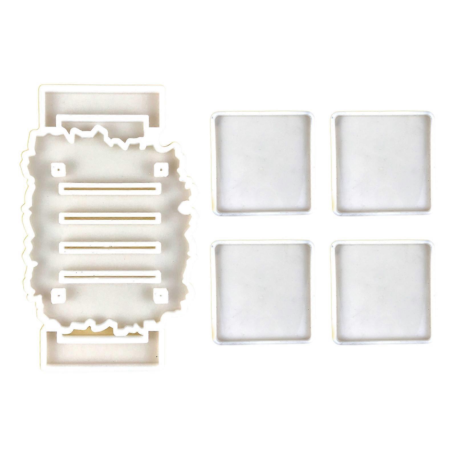 Square Coaster with Storage Base Epoxy Resin Mold Cup Mat Mug Pad Silicone Mould