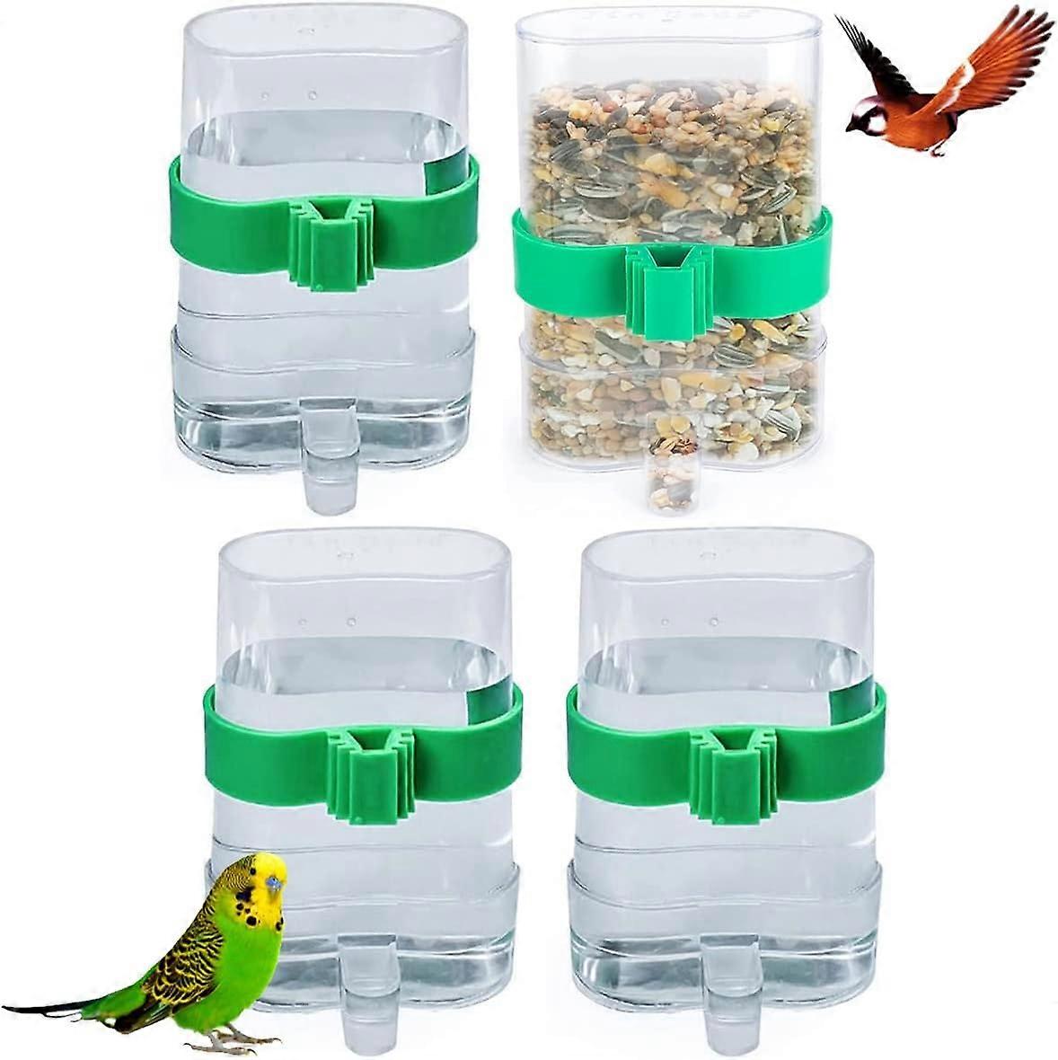 4 Pieces Automatic Pet Feeder Clear Plastic Water Dispenser Automatic Bird Drinker Bird Feeder