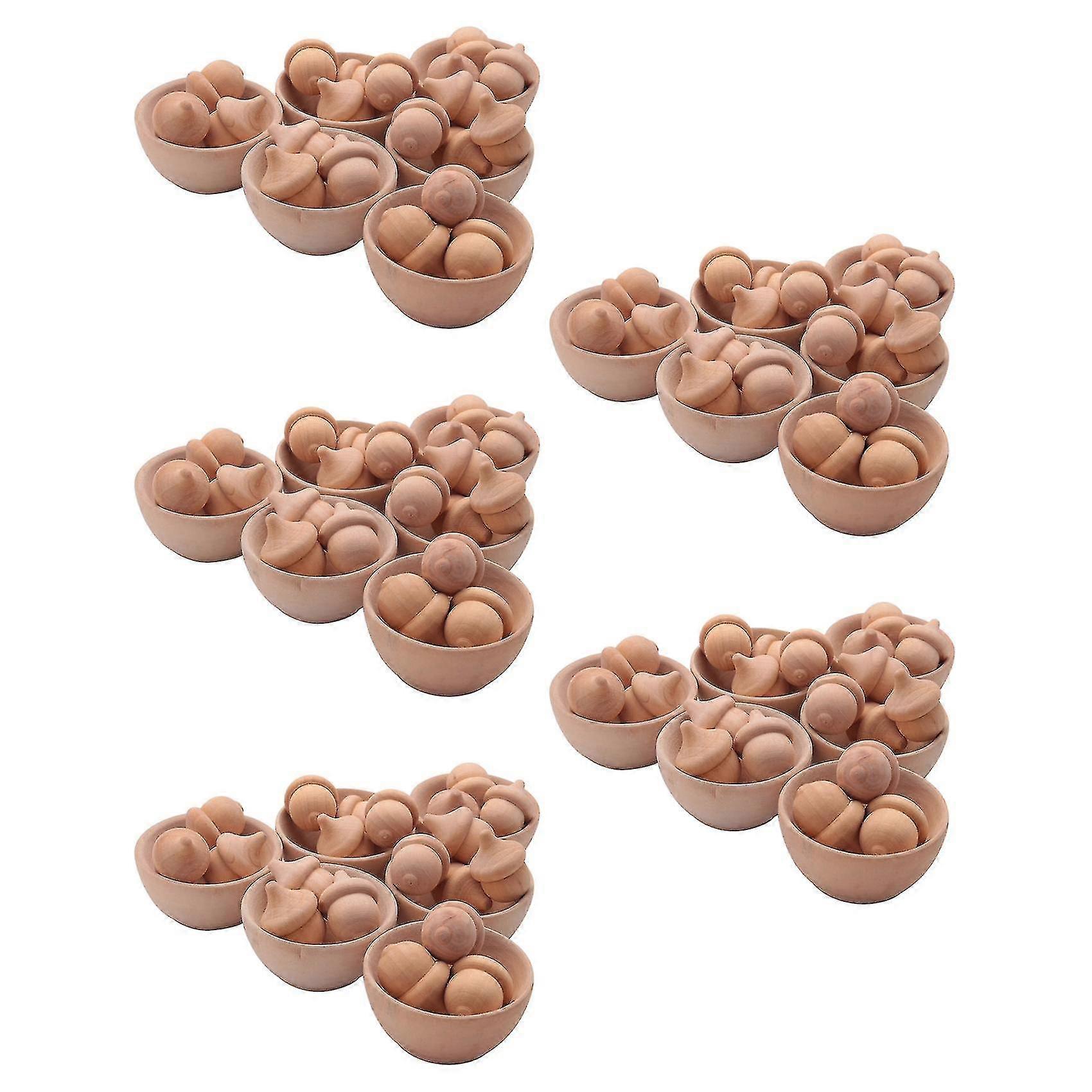 Unfinished Wooden Acorn Natural Counting And Sorting Kit Diy Compatible With Art