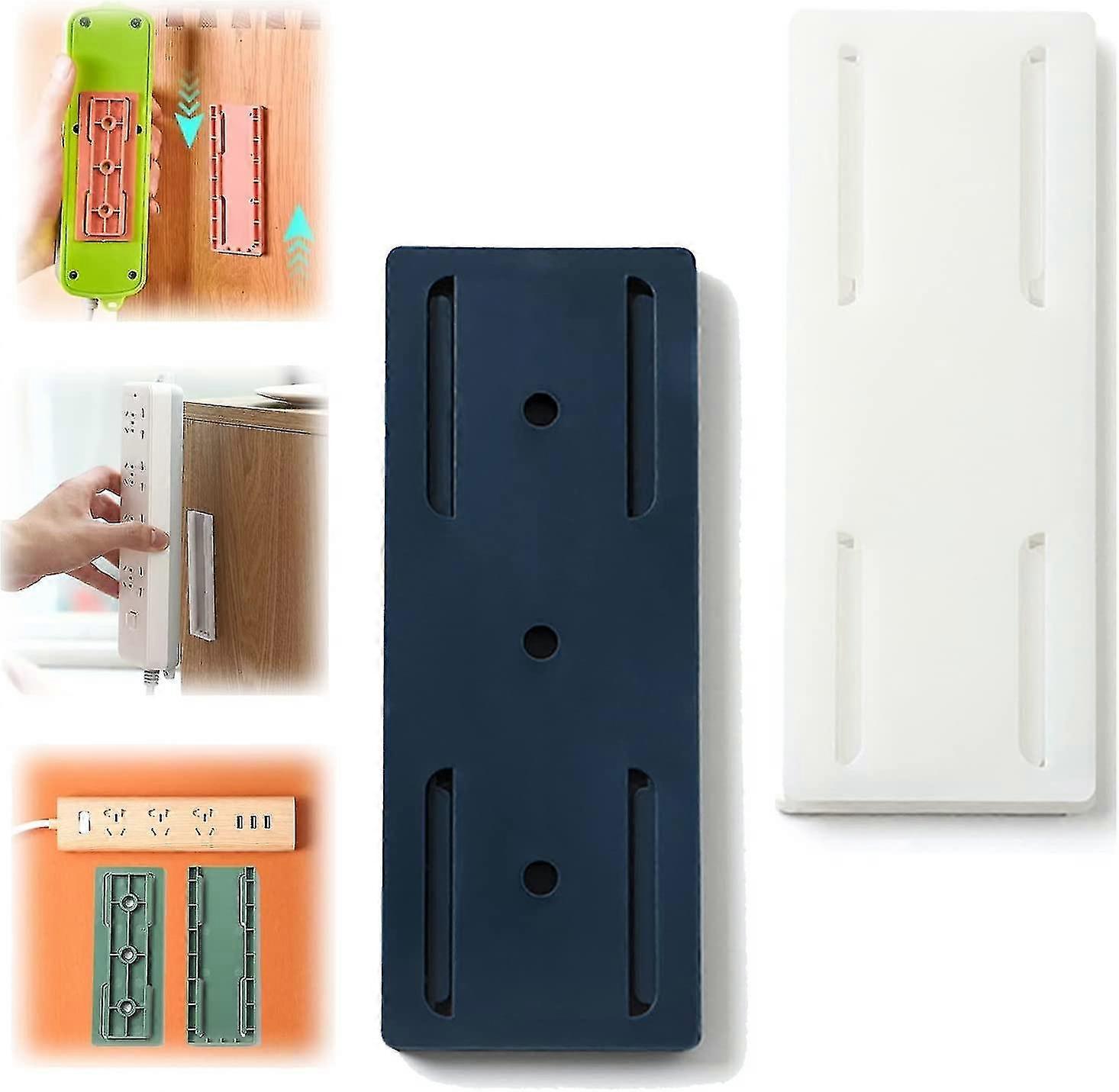2pcs Self-adhesive Desktop Socket Fixer, Wall Hanging Power Strip Holder, Punch Free Socket Fixer Bracket Stand-MXBC