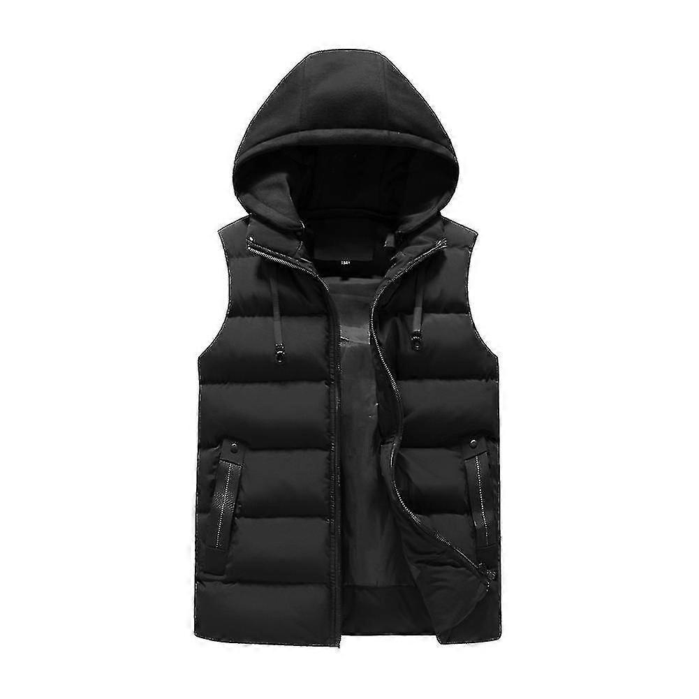 Hombre Casual Acolchado Algodón Capucha Extraíble Chaleco chaleco chaleco sólido