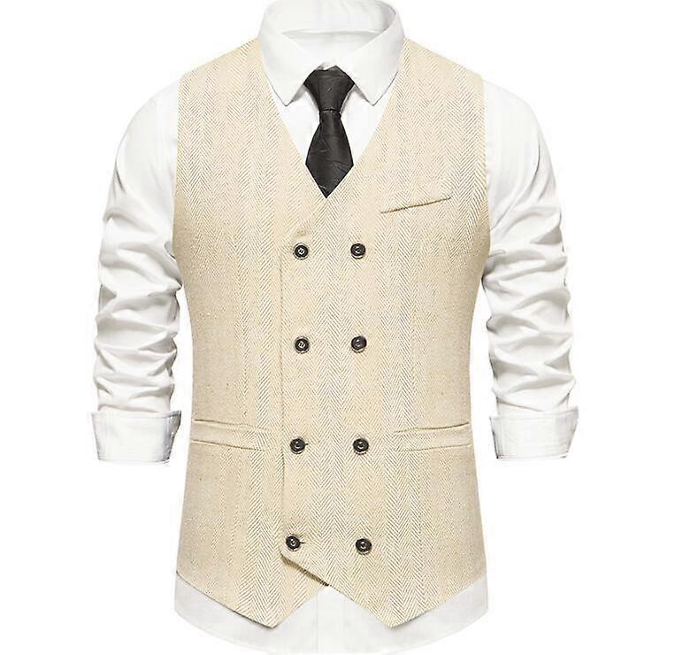 Herren Slim Fit Anzugweste Zweireihige Karierte Anzugweste