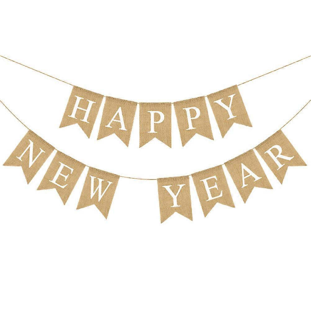 1Set New Year Hanging Flag Happy New Year Letters Banner Party Layout Prop