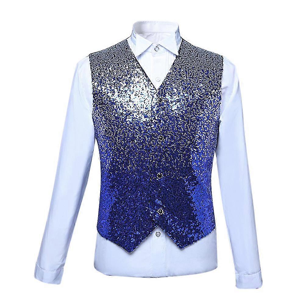 Mens Casual Gradient Sequined V-neck Four Season Vest