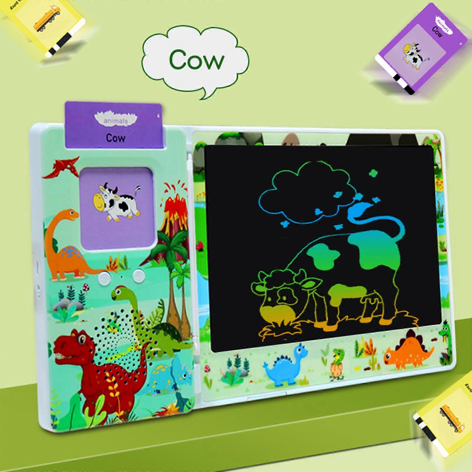 Dinosaur Flash Card Reader Handwriting Pad 8,5 tommer Learning Tablet til børn, Early Education LCD Writing Board
