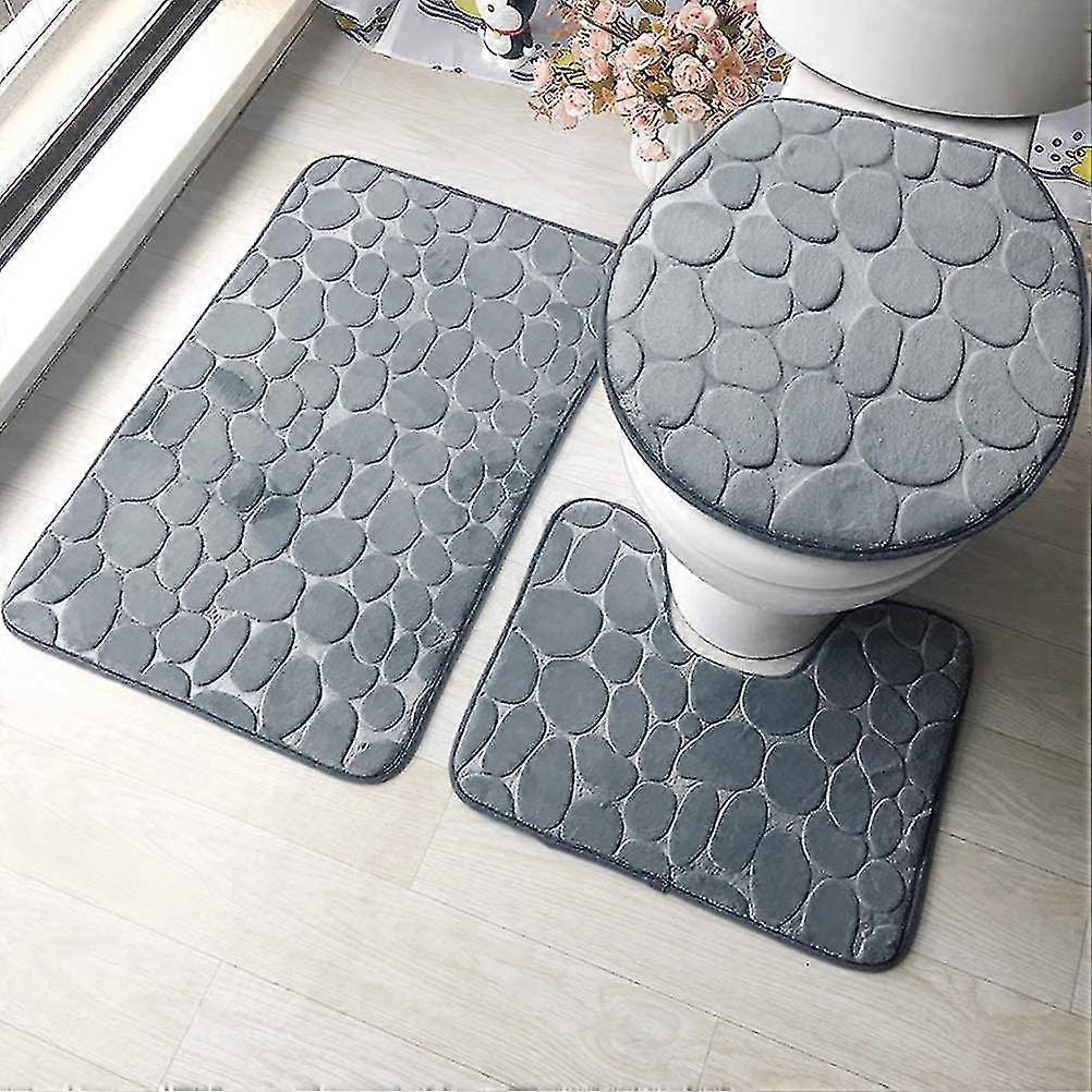 3 Stück rutschfester Kickstand Badematte Set Atmungsaktiver Memory-Schaum Badeteppiche Bequem weiches Wasser