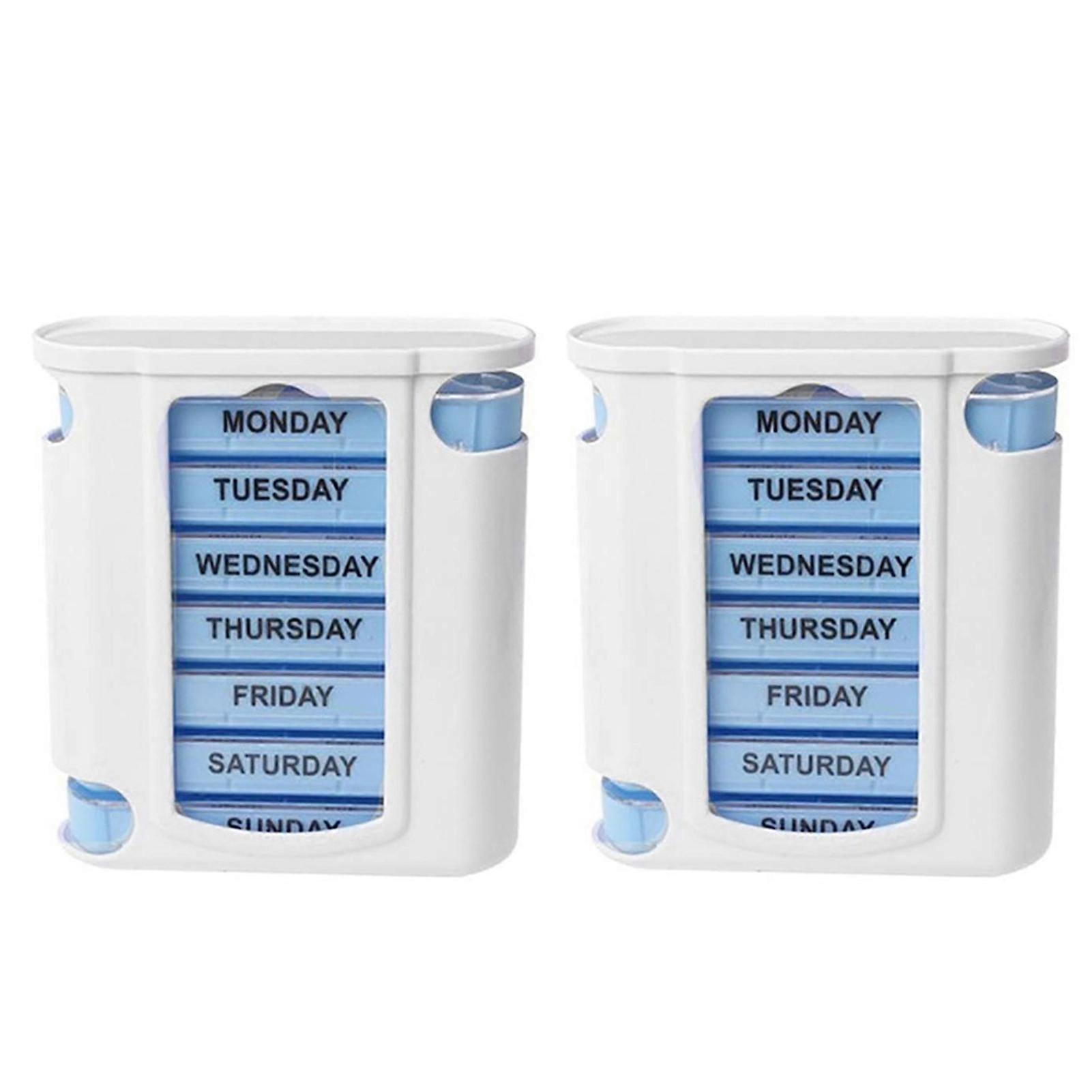2Pcs 28 Grids Pill Box Transparent Drawer Type Plastic Portable 7 Days One Week Medical Pill Dispenser Daily Use QingHai