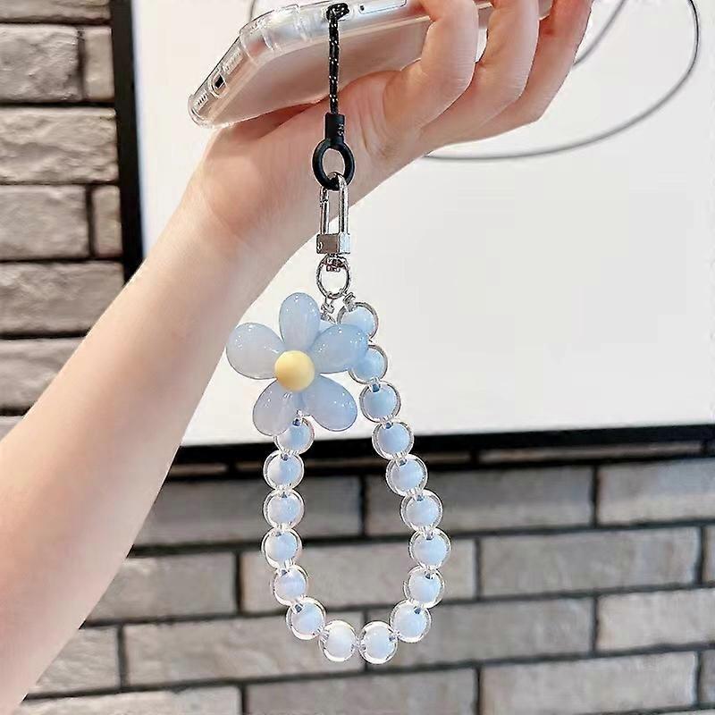 Candy Color Heart Beaded Phone Chain Wrist Strap Fashion Flower Butterfly Telephone Case String Jewelry Accessories for Women